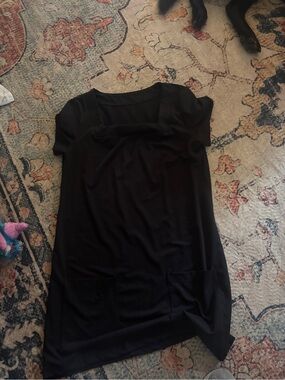 Black Women's Short Sleeve Pocket Dress